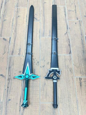 41" Stainless Steel Sword with Free Sheath for Sword Art Online SAO Kirito Sword Asuna's Lambent Light Sword Anime Cosplay Props,Stainless Steel -Dark (SAO Set of 2) in Saudi Arabia