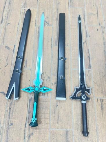 41" Stainless Steel Sword with Free Sheath for Sword Art Online SAO Kirito Sword Asuna's Lambent Light Sword Anime Cosplay Props,Stainless Steel -Dark (SAO Set of 2) in Saudi Arabia