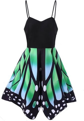 Aro Lora Women's Butterfly Printed Lace up High Waist A Line Irregular Swing Dress in Saudi Arabia