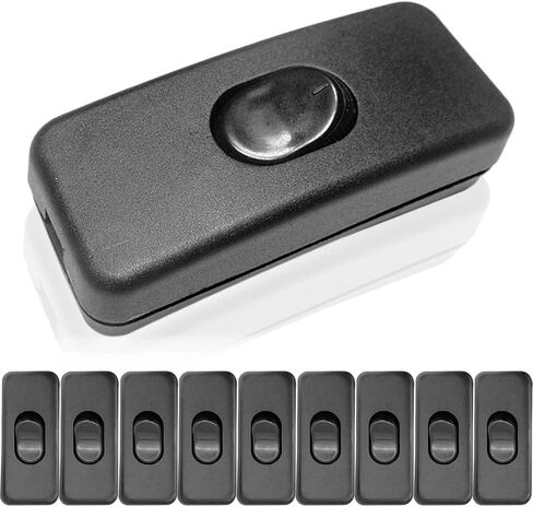 Rocker Switch Push Button ON/Off Power Switch DC 12V AC 250V 2A Inline Switch for LED Light Lamp, Accepts1-2 Core Round or Flat Wire, 10 PCS Torpedo Switch in Saudi Arabia