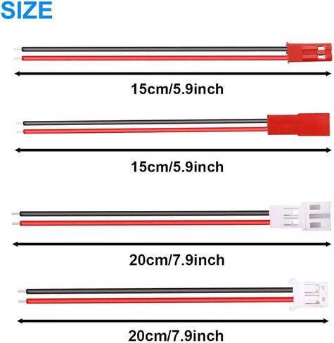 10Pairs 26AWG JST PH2.0 Plug Connector Cable 2/3/4 Pin Female Male 200mm JST Connector Wire for Battery JJRC H36 H67 Blade Inductrix E010 E013 in Saudi Arabia