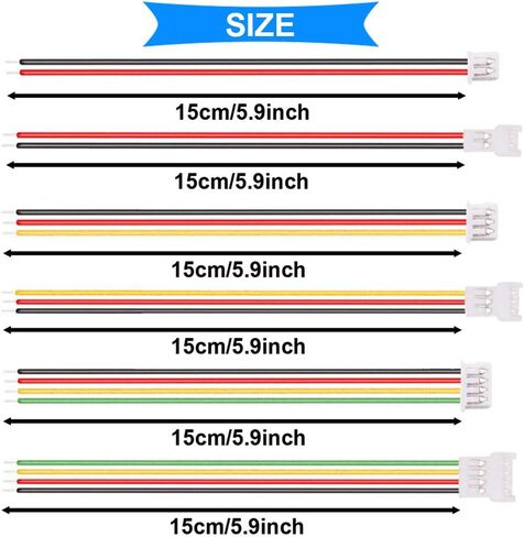 10Pairs 26AWG JST PH2.0 Plug Connector Cable 2/3/4 Pin Female Male 200mm JST Connector Wire for Battery JJRC H36 H67 Blade Inductrix E010 E013 in Kuwait