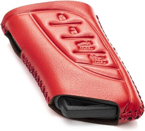 Vitodeco Genuine Leather Smart Key Fob Case Compatible with Lexus RX, Lexus ES, Lexus UX, Lexus NX, Lexus GX, Lexus LX, Lexus TX (4-Button, Black/Red) in Kuwait