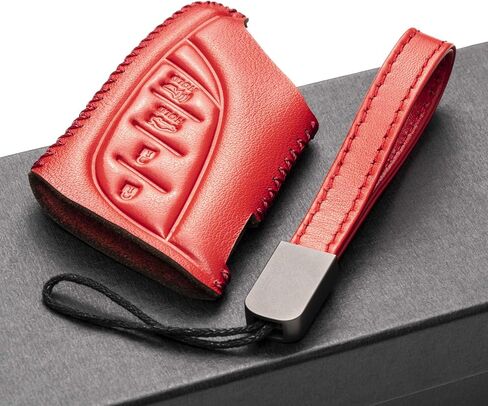 Vitodeco Genuine Leather Smart Key Fob Case Compatible with Lexus RX, Lexus ES, Lexus UX, Lexus NX, Lexus GX, Lexus LX, Lexus TX (4-Button, Black/Red) in Kuwait