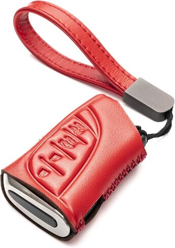 Vitodeco Genuine Leather Smart Key Fob Case Compatible with Lexus RX, Lexus ES, Lexus UX, Lexus NX, Lexus GX, Lexus LX, Lexus TX (4-Button, Black/Red) in Kuwait