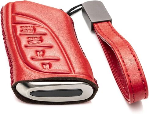 Vitodeco Genuine Leather Smart Key Fob Case Compatible with Lexus RX, Lexus ES, Lexus UX, Lexus NX, Lexus GX, Lexus LX, Lexus TX (4-Button, Black/Red) in Kuwait