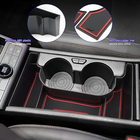 صينية تنظيم وحدة التحكم المركزية من MARCHFA لملحقات Hyundai Kona 2024، منظم صينية صندوق مسند الذراع لـ Kona 2024، صندوق تخزين ثانوي (أحمر) يناسب فقط ناقل الحركة الإلكتروني in Kuwait
