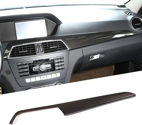 ABS Pine Wood Grain Carbon Fiber Car Center Console Dashboard Cover Panel for Mercedes Benz C Class W204 2010-2013 Left Hand Drive Accessories (Carbon Fiber) in Saudi Arabia