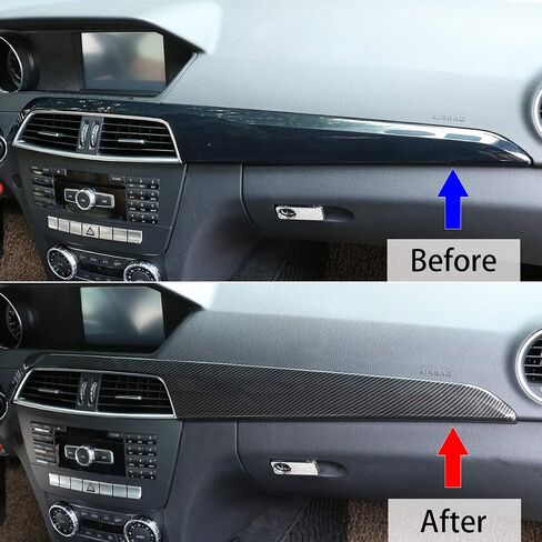 ABS Pine Wood Grain Carbon Fiber Car Center Console Dashboard Cover Panel for Mercedes Benz C Class W204 2010-2013 Left Hand Drive Accessories (Carbon Fiber) in Saudi Arabia