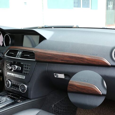 ABS Pine Wood Grain Carbon Fiber Car Center Console Dashboard Cover Panel for Mercedes Benz C Class W204 2010-2013 Left Hand Drive Accessories (Carbon Fiber) in Saudi Arabia