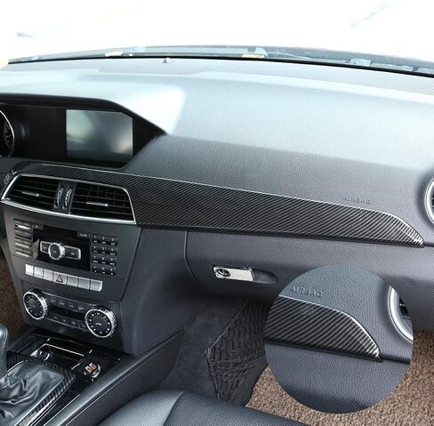 ABS Pine Wood Grain Carbon Fiber Car Center Console Dashboard Cover Panel for Mercedes Benz C Class W204 2010-2013 Left Hand Drive Accessories (Carbon Fiber) in Saudi Arabia