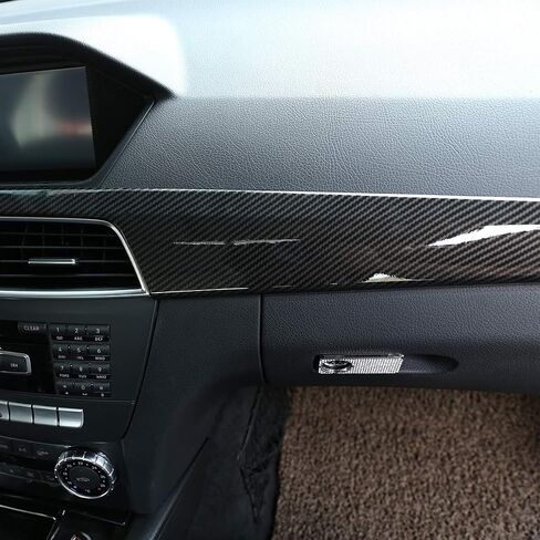 ABS Pine Wood Grain Carbon Fiber Car Center Console Dashboard Cover Panel for Mercedes Benz C Class W204 2010-2013 Left Hand Drive Accessories (Carbon Fiber) in Saudi Arabia