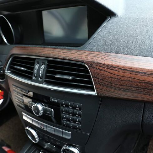 ABS Pine Wood Grain Carbon Fiber Car Center Console Dashboard Cover Panel for Mercedes Benz C Class W204 2010-2013 Left Hand Drive Accessories (Carbon Fiber) in Saudi Arabia