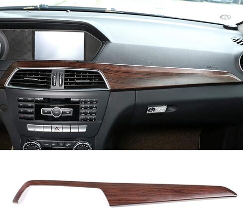 ABS خشب الصنوبر الحبوب ألياف الكربون وحدة التحكم المركزية للسيارة غطاء لوحة القيادة لمرسيدس بنز C الفئة W204 2010-2013 ملحقات محرك اليد اليسرى (ألياف الكربون) in Kuwait