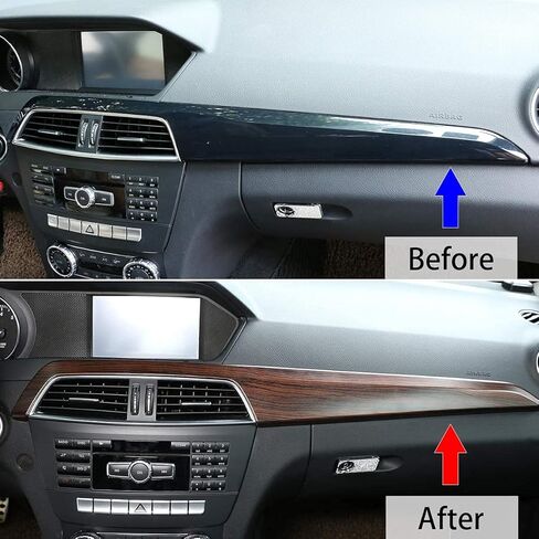 ABS خشب الصنوبر الحبوب ألياف الكربون وحدة التحكم المركزية للسيارة غطاء لوحة القيادة لمرسيدس بنز C الفئة W204 2010-2013 ملحقات محرك اليد اليسرى (ألياف الكربون) in Kuwait