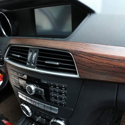 ABS خشب الصنوبر الحبوب ألياف الكربون وحدة التحكم المركزية للسيارة غطاء لوحة القيادة لمرسيدس بنز C الفئة W204 2010-2013 ملحقات محرك اليد اليسرى (ألياف الكربون) in Kuwait