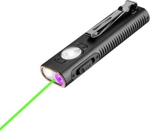 TrustFire Mini X3 Rechargeable EDC Flashlight with White Light, Flood Light, UV and Green Beam, 1050 Lumens Portable Flat Flashlights, Fourfold Light Sources Pocket Lights for Emergency (Black) in Saudi Arabia