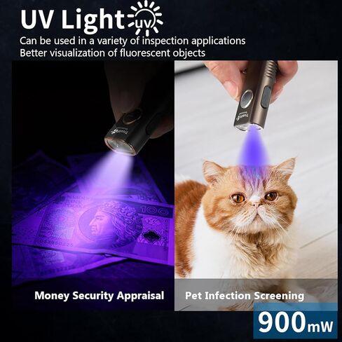 TrustFire Mini X3 Rechargeable EDC Flashlight with White Light, Flood Light, UV and Green Beam, 1050 Lumens Portable Flat Flashlights, Fourfold Light Sources Pocket Lights for Emergency (Black) in Kuwait