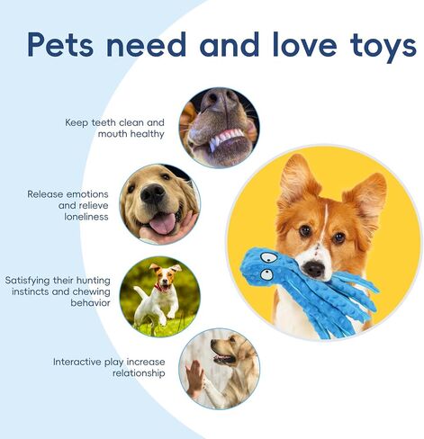 2 Pack Squeaky Dog Toys, Octopus Plush Dog Toys Stuffless Crinkle Pet Toys for Small, Medium, Large Dogs Teething, Durable Interactive Dog Chew Toys in Saudi Arabia