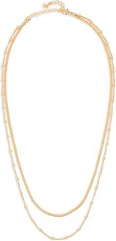 By Adina Eden Women's Cuban X Beaded Ball Double Chain Necklace in Kuwait