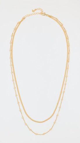 By Adina Eden Women's Cuban X Beaded Ball Double Chain Necklace in Kuwait