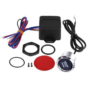 Qiilu Keyless Ignition Kit, Universal 12V Car Vehicle Engine Start Push Button Switch Ignition Starter Remote Start Passive keyless Entry Kits(Blue)
