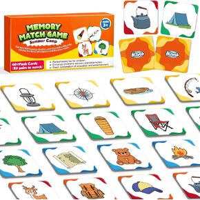 Match Game,Memory Game, Summer Camp 40 Pcs Toddler Card Games for Kids Ages 3 4 5 6,Flash Cards for Preschool Kindergarten Learning Activities,Educational Toys Homechool Supplies