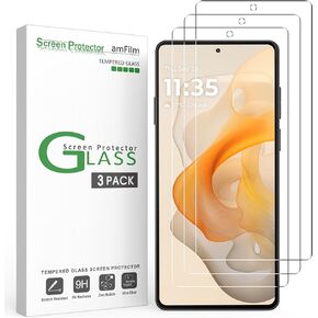 amFilm 3 Pack Compatible with Motorola Moto G Stylus 2024 5G 6.7" Screen Protector Tempered Glass with Easy Installation Handles, HD Clear, Anti-Scratch Bubble-Free