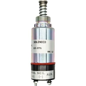 12V Fuel Shutoff Solenoid 125-5771 for Caterpillar CAT 3114 3116 3126 Engine Telehandler RT100 RT80 Combine 460 465 470 Asphalt Paver AP-1000 AP-1050 9X-5312