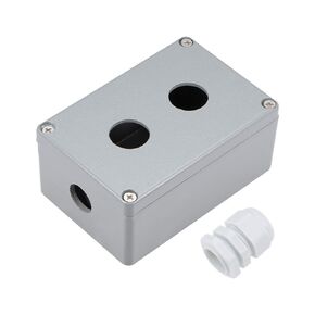 uxcell Push Button Switch Control Station Box 22mm 2 Button Hole Gray