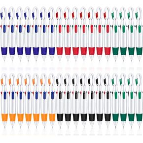 36 Pack Retractable Shuttle Pens with Buckle Clip Mini 4 in 1 Multicolored Ink Ballpoint Pens Nurse Pens 4 Color Pen Keychain Pen for Office Back to School Supplies Kids Students Gifts Party Favors