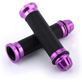 7/8" Motorcycle Handlebar Grips, CNC Aluminum Universal Antiskid Rubber Handlebar Hand Grips for 7/8" Handle Bar Bike Bicycle(Purple)