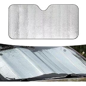 1 PC Car Front Windshield Cover, Foldable Sunscreen Cover, 51.18" x 23.62" Vehicle Heat Shield, Front Window Protector Cover, Universal for Most SUVs, Trucks, Vans, Cars (Silver)