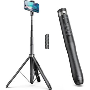 SYNCWIRE 53.5" Phone Tripod, Selfie Stick Tripod with Bluetooth Remote, All-in-One Aluminum Phone Tripod Stand for 4"-7" iPhone and Android Smartphones, Black