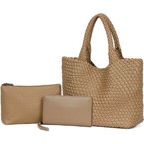 Woven Bag for Women Tote Bag Vegan Leather Woven Large Travel Handbag And Purse Handmade Hobo Shoulder Bag for Women