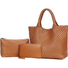 Woven Bag for Women Tote Bag Vegan Leather Woven Large Travel Handbag And Purse Handmade Hobo Shoulder Bag for Women