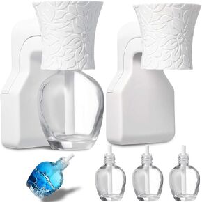 2 Pieces Wall Plug-in Diffuser Fragrance Plug with 4 Pieces Empty Bottles for Spreading Essential Oils Home Bathroom (Black)