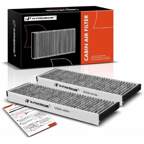 A-Premium 2-PC Cabin Air Filter with Activated Carbon Compatible with Audi A6 2006-2011, A6 Quattro 2006-2011, R8 2009-2015, S6 2007-2011, Replace# 4F0819439A