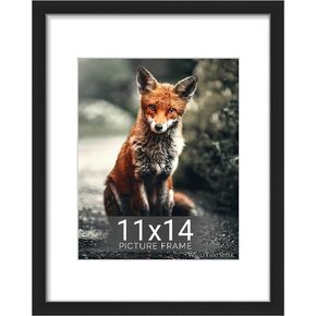 wallsthatspeak 11x14 Black Picture Frame - Display 8x10 Pictures with Mat or Choose 11x14 without Mat - Wall Hanging Photo Frame