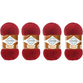 Troyarn Summer Stretch Silky Effect Hand Knitting Crochet 100% Elastic Microfiber Acrylic Bikini Mayokini Pareo Short Blouse Clothes Yarn 100gr 438 yds (114106 - Red)