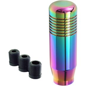Lunsom Short Weighted Shifter Knob, Aluminum Alloy Shifter Head Lever Shifting Handle Car Gear Stick Knobs with 3 Adapters Fit Most Auto Manual Transmission Vehicle