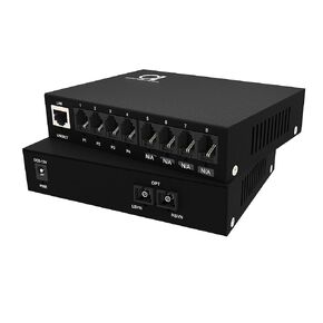 4 x POTS RJ11 Telephone and Gigabit Ethernet Over Fiber Converter - Multiplexer - Extender Set of FXS FXO Units - Universal Single and Multimode - 1 km MM (0.6 mi) 20km SM (11.4 mi) - Voice Over Fiber