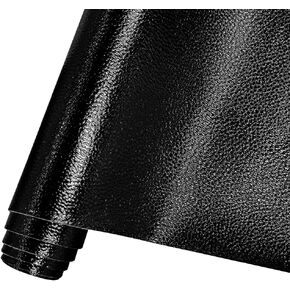 HYANG Metal Lychee Embossed Black Faux Leather Sheets 1 Rolls 12"X53"(30cmX135cm),Faux Leather Very Suitable for Making Crafts, Leather Earrings, Bows,Handbag，Sewing