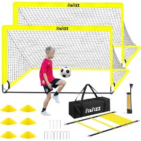 Soccer Goal, Soccer Goals for Backyard, 6x4 FT Portable Pop Up Soccer Net Set for Kids Youth Outdoor Game Toys, Soccer Training Equipment with Soccer Ball, Ladder and Cones