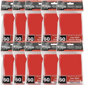 Monster Protectors Sleeves - 600 Count Red Small Size Super Matte Finish - Compatible with MTG Magic The Gathering and Other Standard Sized Gaming, Trading, Sports and Collectible Cards