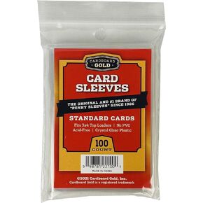 Cardboard Gold Penny Sleeves for Trading Cards - 1000 Count Card Protector Sleeves with Durable, Crystal-Clear Plastic for Baseball, Sports, Collector, Standard-Sized Cards 2-5/8" x 3-5/8" (67x94mm)