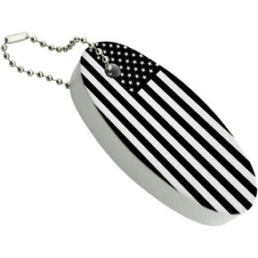 GRAPHICS & MORE Subdued American USA Flag Black White Military Tactical Floating Keychain Oval Foam Fishing Boat Buoy Key Float