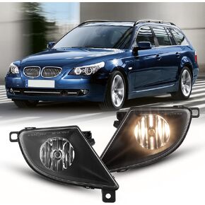 AUTOWIKI Fog Lamp Compatible With 2008 2009 2010 BMW 5 Series E60/E61 525i 528i 528xi 530i 535i 535xi 550i Fog lights Assemblies 1 Pair (Clear Lens)