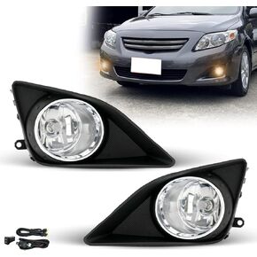 Fog Lights Assembly for 2008 2009 2010 Toyota Corolla Altis Replacement Kit with Wiring & Switch H11 12V 55W Halogen Bulbs