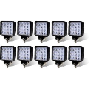 (Pack of 10) TMH 48w Square Shape 60 Degree LED Work Light Flood Lamp Driving Light, ATV, Off-Road, 4wd, 4x4, Utv, Van, SUV, Motorbike, Motorcycle, Bike, Bus, Trailer, Truck